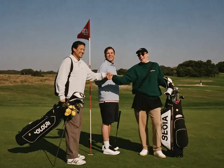 Friends celebrating together after a round